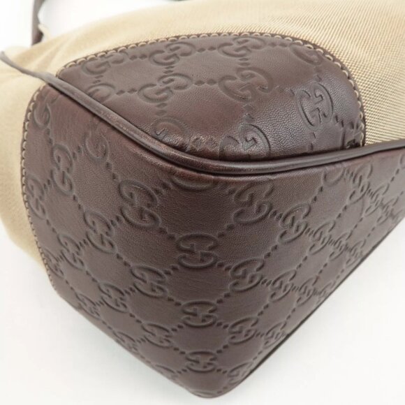 Authentic GUCCI Canvas Leather Shoulder Bag Beige Brown - Picture 9 of 16